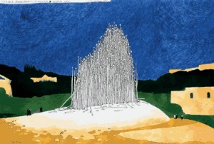 Painting of the proposed Israeli-Palestinian Peace Monument, Jerusalem, 1996 &Acirc;&copy; Jan Sawka