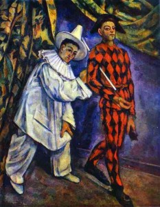 Paul Cézanne: Pierrot and Harlequin (1888, Oil on canvas) © Public Domain | Wikimedia Commons