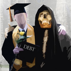 Indentured Student embraced by the Grim Reaper of Debt &Acirc;&copy; DonkeyHotey | Flickr