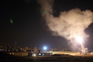 Iron Dome system intercepts Gaza rockets aimed at central Israel, July 8, 2014 &Acirc;&copy; IDF | Flickr