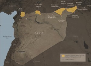 Map of Syria showing cantons © Human Rights Watch