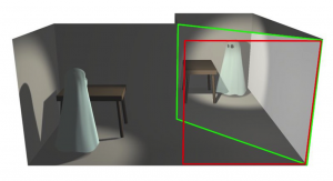 Illustration of Pepperâs Ghost, an optical illusion that uses angles and lighting to produce false apparitions © Wapcaplet |Wikimedia Commons