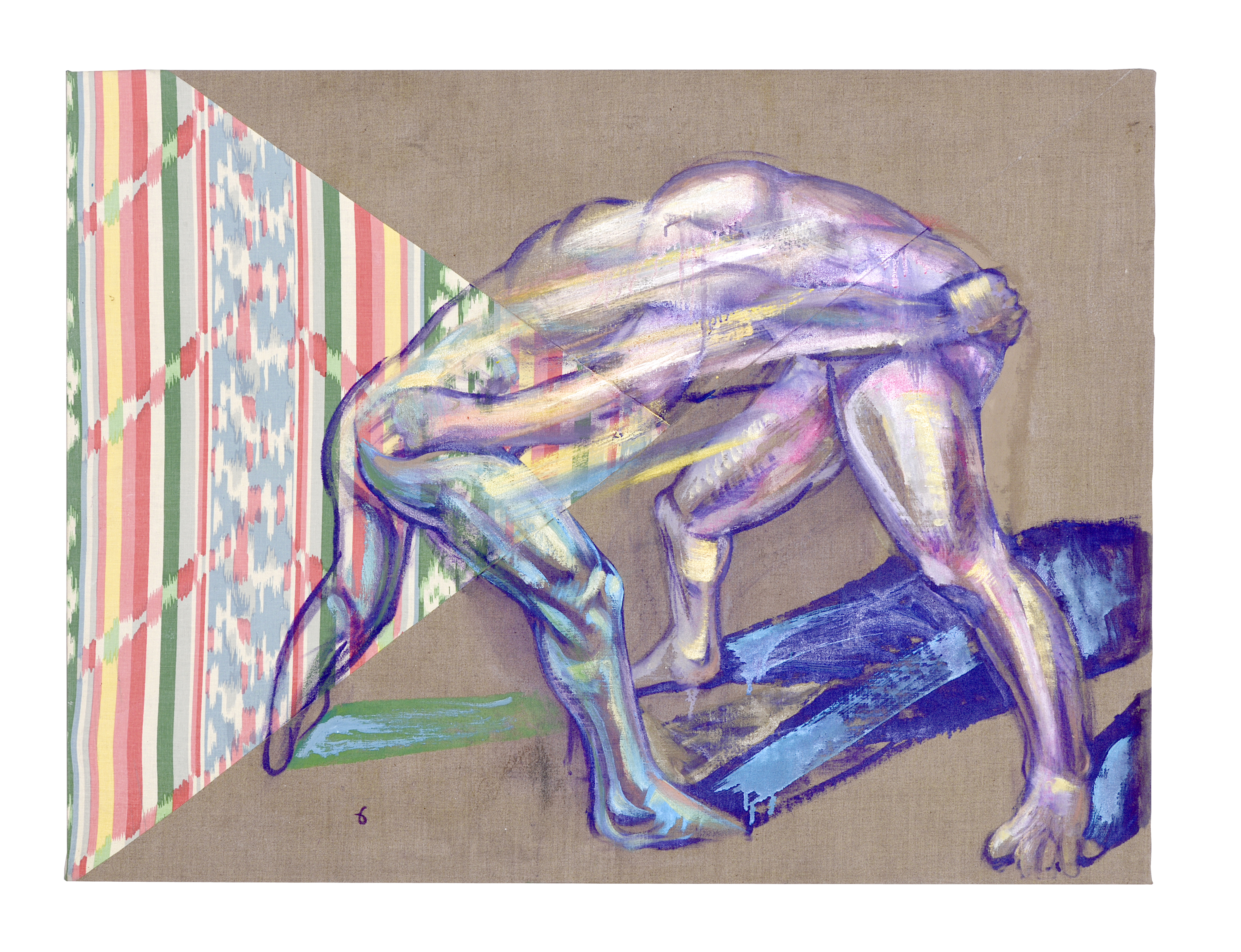 Where The Earth Ends And The Void Begins, oil on linen and textile, 46 x 37 inches